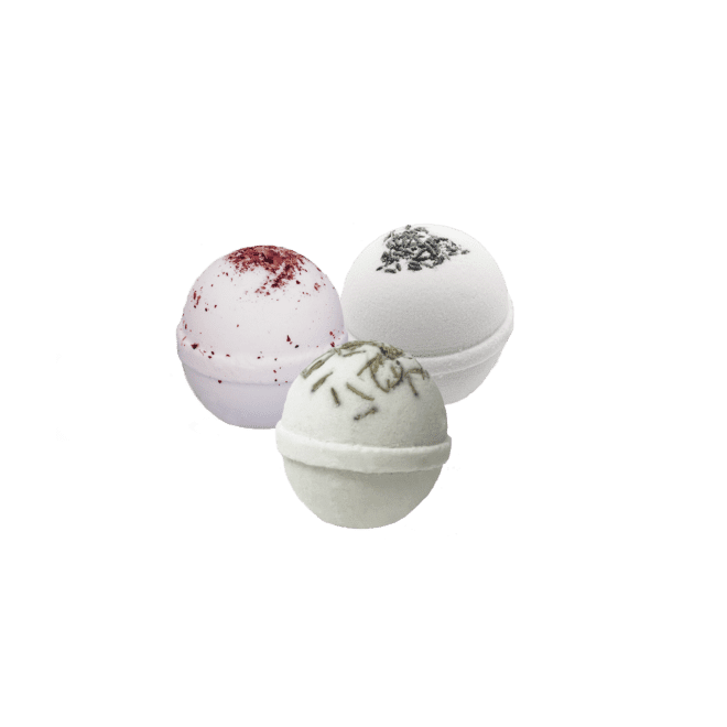 Three Bath Bombs on a Transparent Background