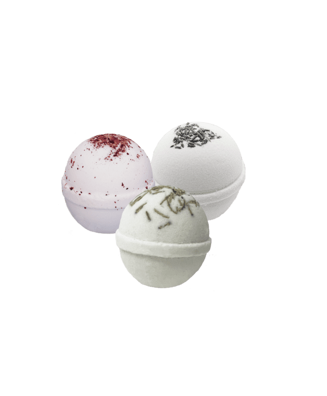 Three Bath Bombs on a Transparent Background